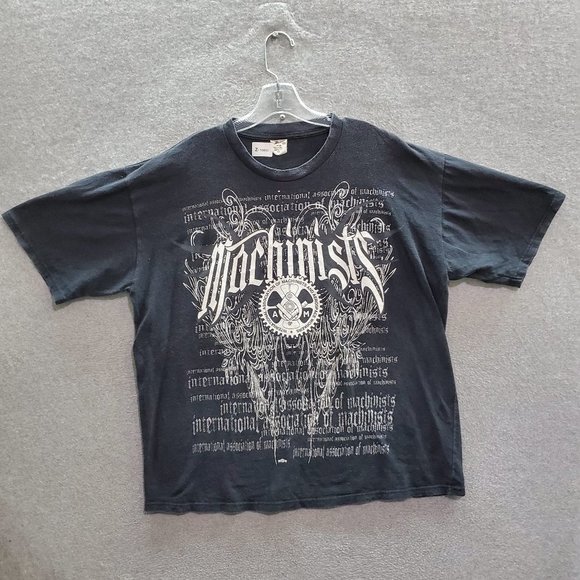 VINTAGE IAM Men Shirt 2XL Black International Association of Machinists Union - Picture 1 of 7